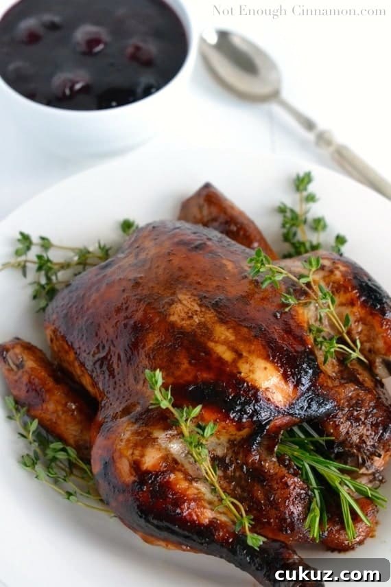 Balsamic Roasted Chicken with Easy Cherry Sauce - NotEnoughCinnamon.com