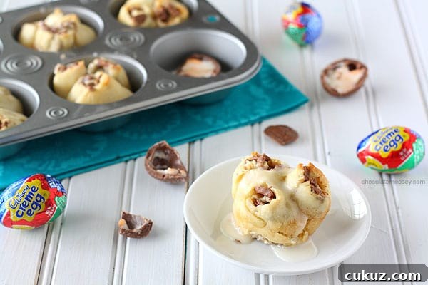 Cadbury Creme Egg Pull-Apart Sweet Rolls Recipe 2 Cadbury Creme Egg Pull Apart Sweet Rolls | www.chocolatemoosey.com