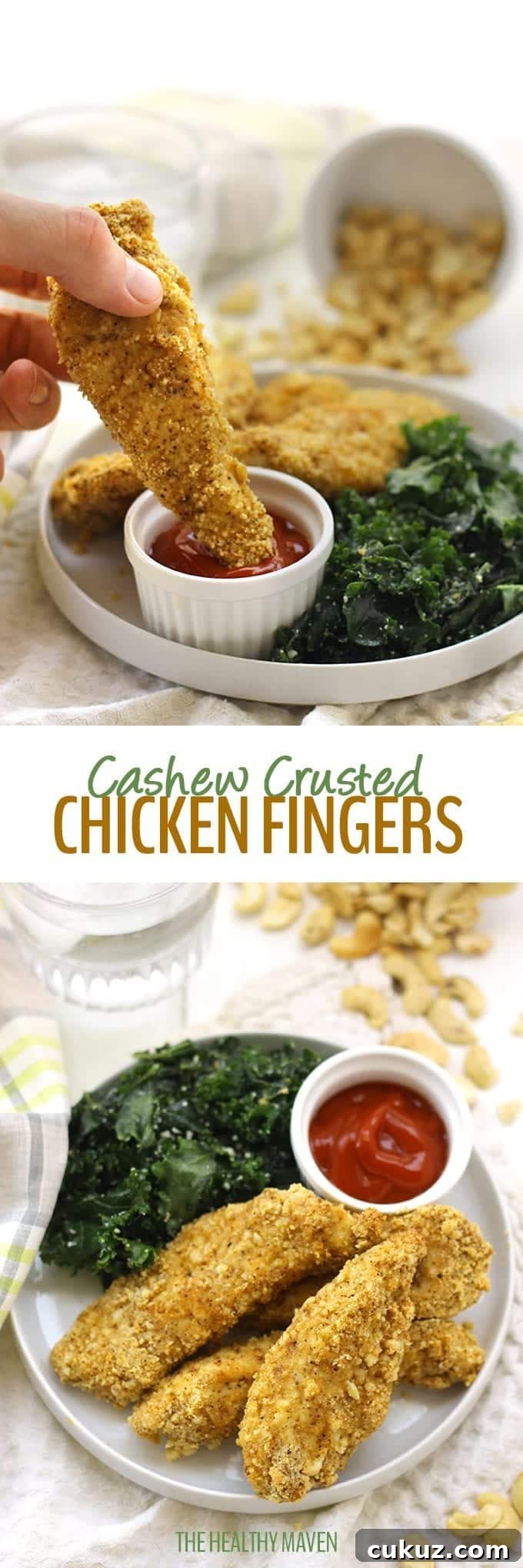 Close-up of cashew crust on chicken