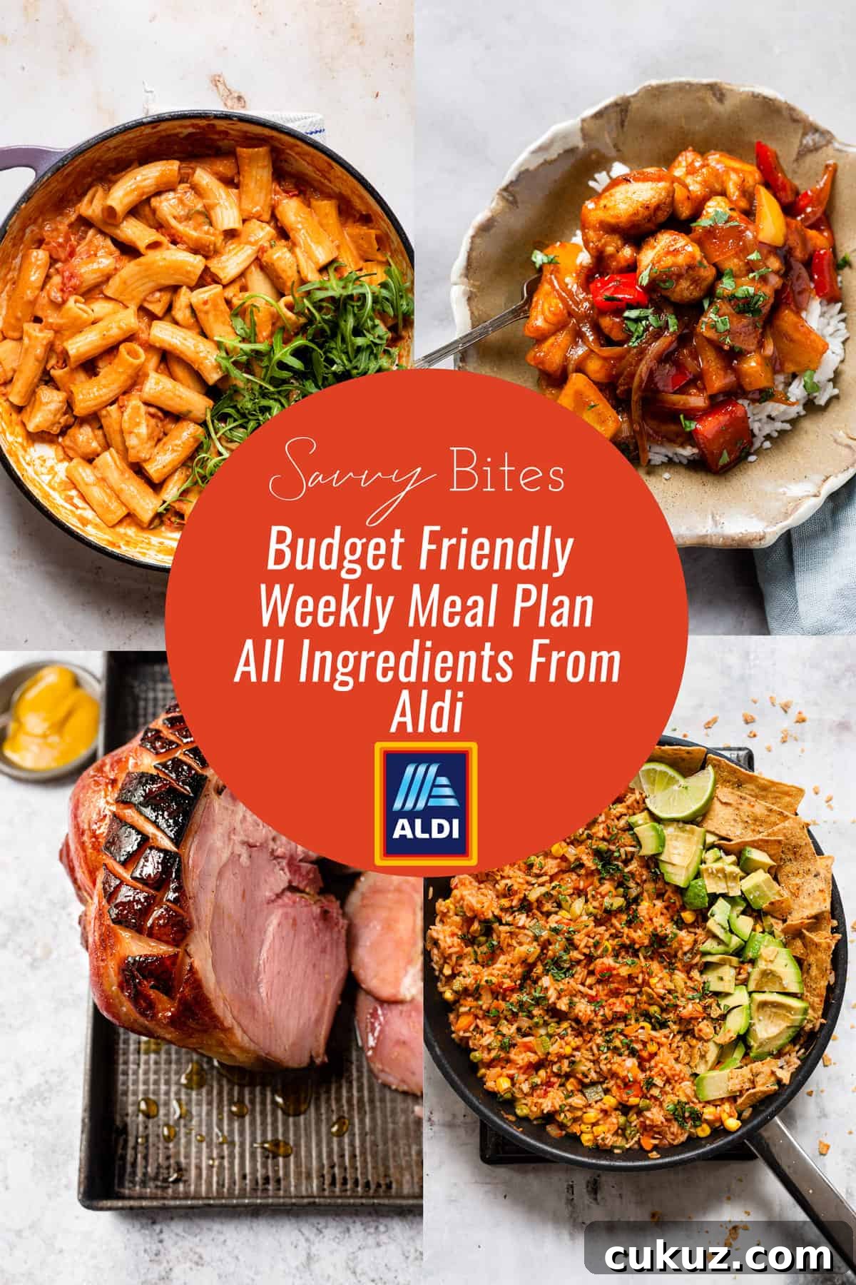 Aldi Budget Meal Plan for August 23: Weekly Grocery Menu 2 Aldi recipes in a photo collage