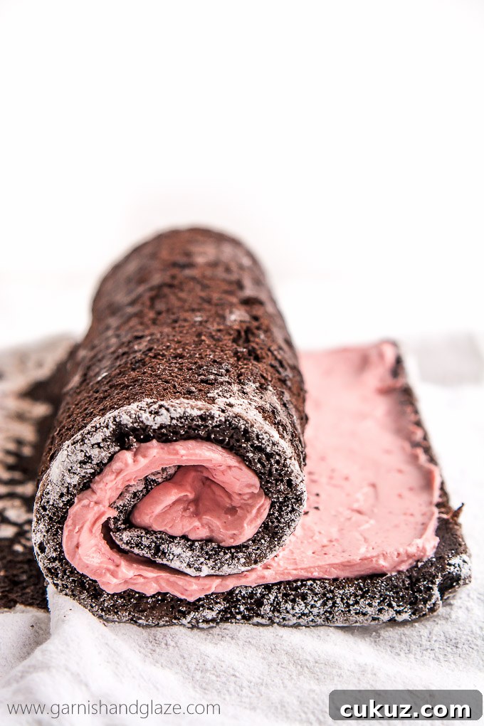 With raspberry cream filling, chocolate ganache, whipped cream, and fresh berries, this Raspberry Chocolate Swiss Roll is sure to make your Valentine swoon.