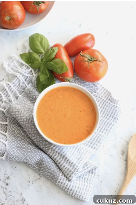 Bowl of roasted tomato soup