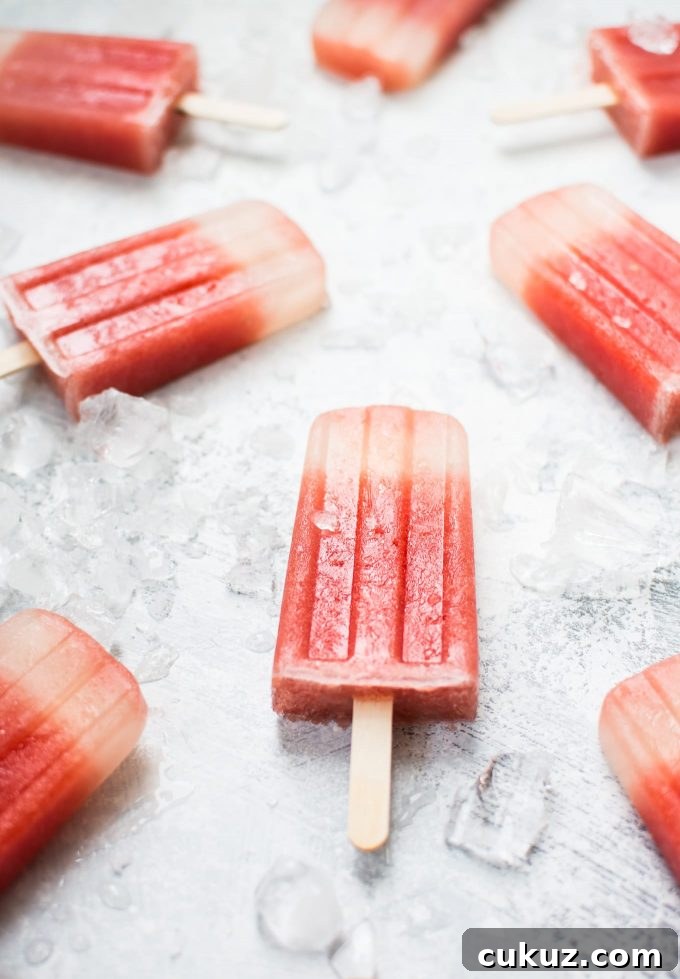 close-up of watermelon margarita popsicles