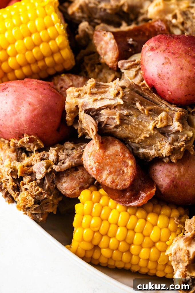 Cajun Turkey Neck Boil with Smoked Sausage, Potatoes & Corn 5 plate of cajun turkey neck boil with smoked sausage, potatoes and corn