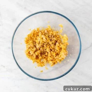 Mashed chickpeas in a bowl