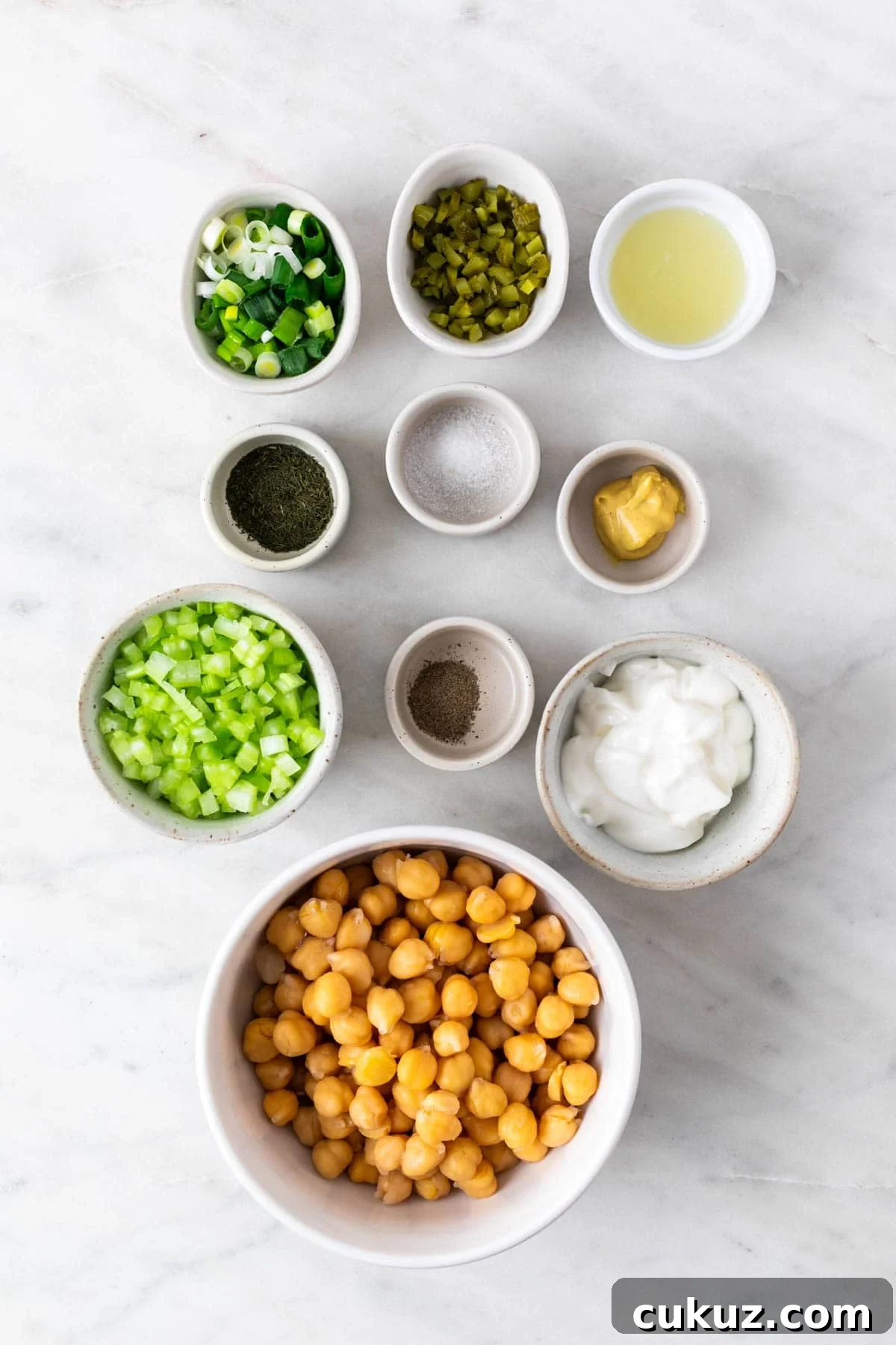Ingredients for vegan chickpea salad