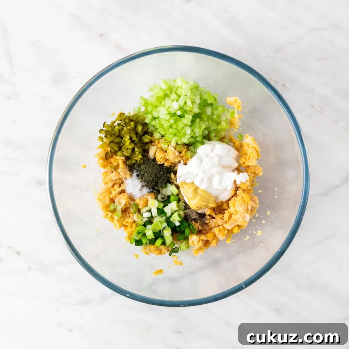 All the ingredients in a bowl before mixing
