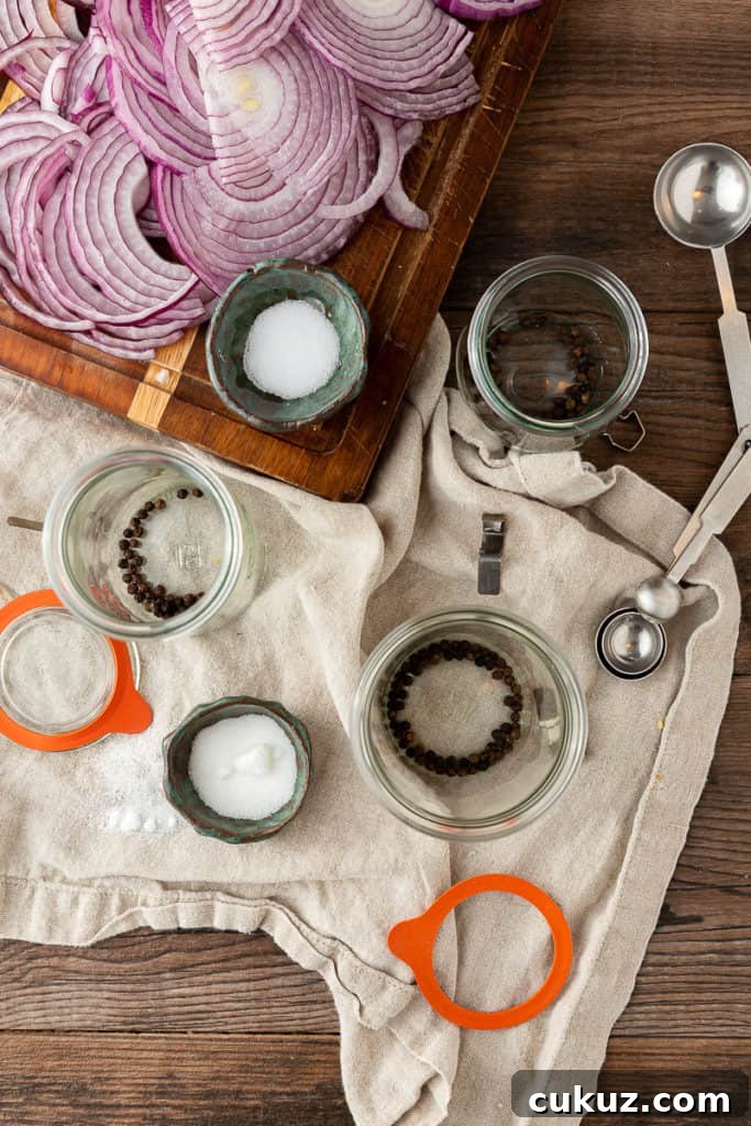 filling jars for pickled red onions