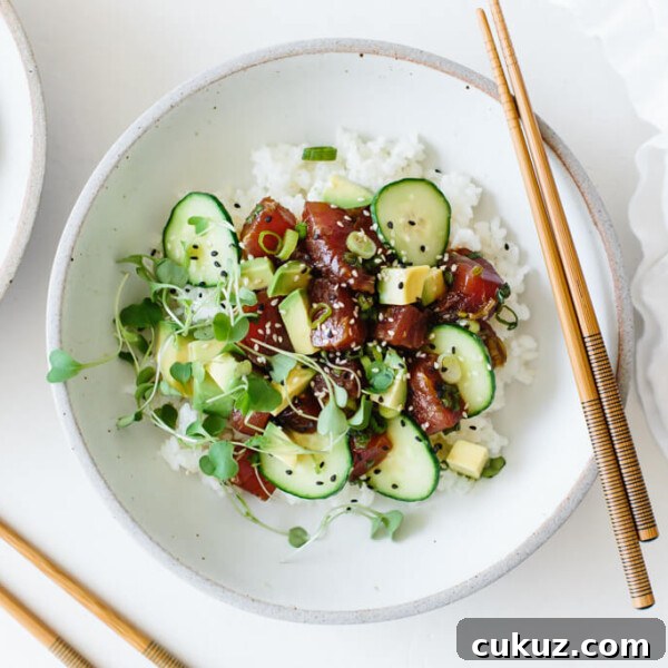 Ahi tuna poke bowl.