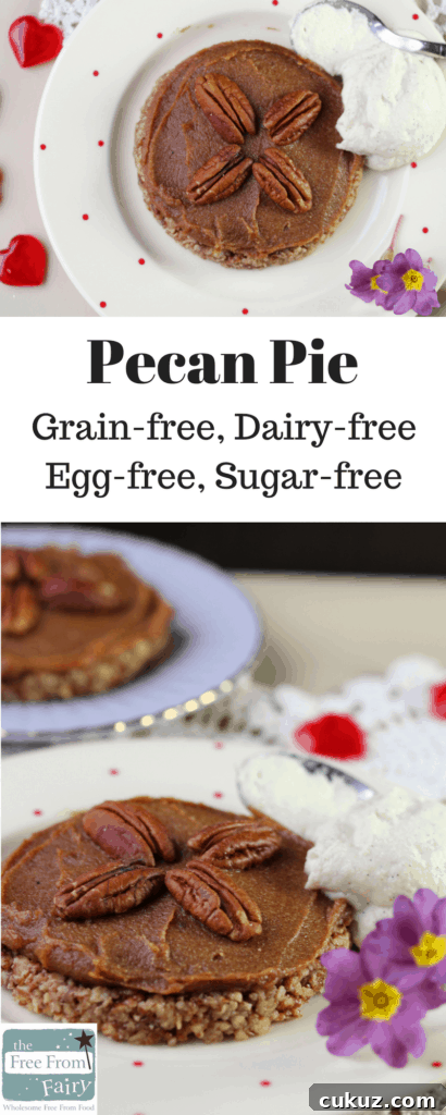 Grain-Free, Dairy-Free Pecan Pie with an Eggless, Sugar-Free Twist 6 Perfect pecan pie without all the sugar and carbs. This low carb, grain-free version is made from date caramel with a crushed pecan base. Discover how good gluten-free, dairy-free, egg-free, refined sugar-free pecan pie can taste!