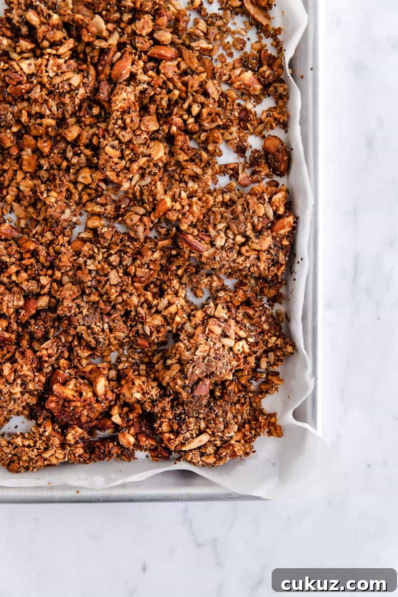 paleo granola on tray