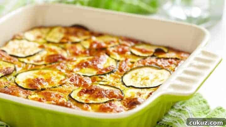 keto zucchini gratin in casserole dish