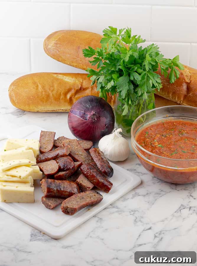 ingredients for The Bomb Italian Sausage Sandwich