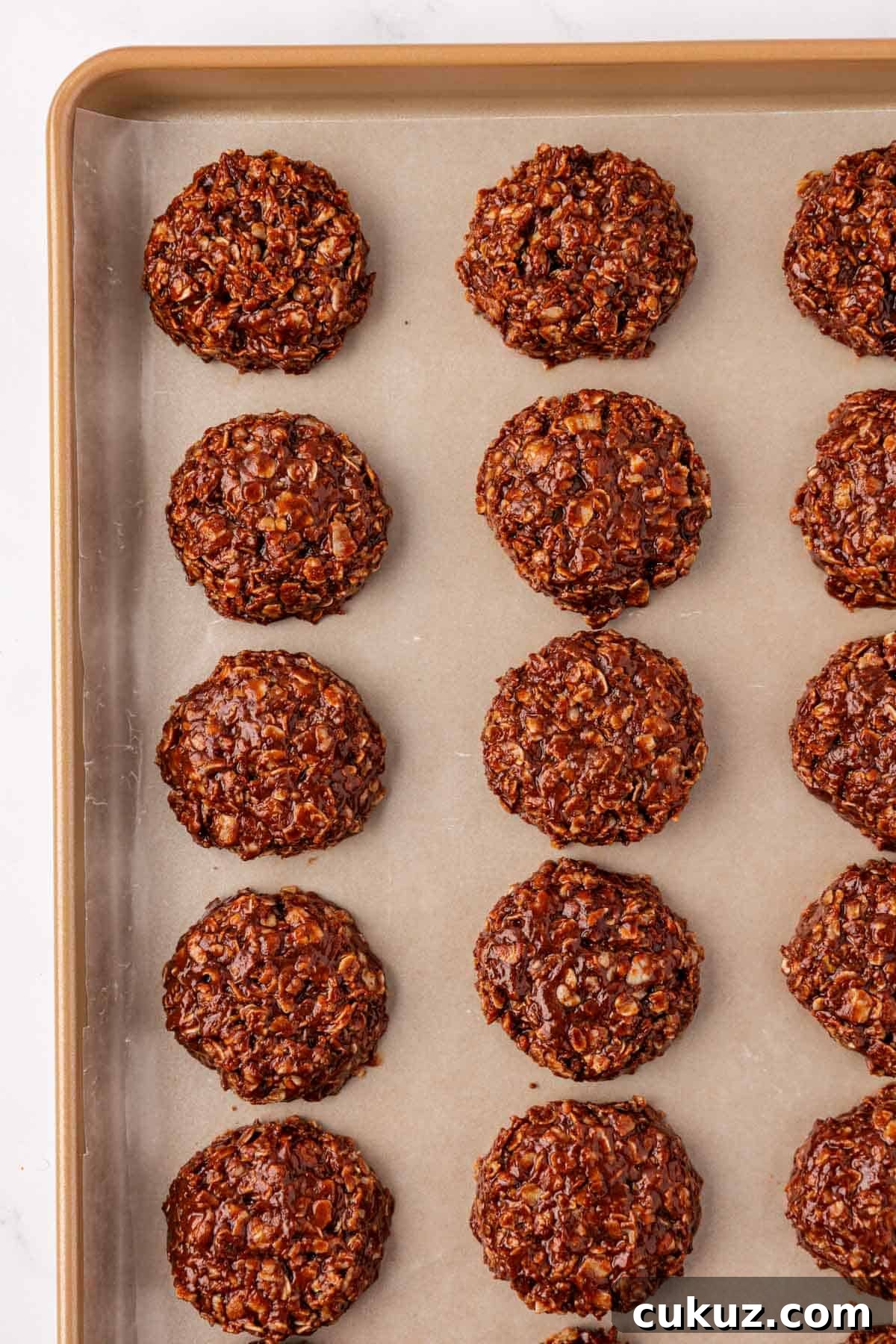 No bake cookies on a baking sheet