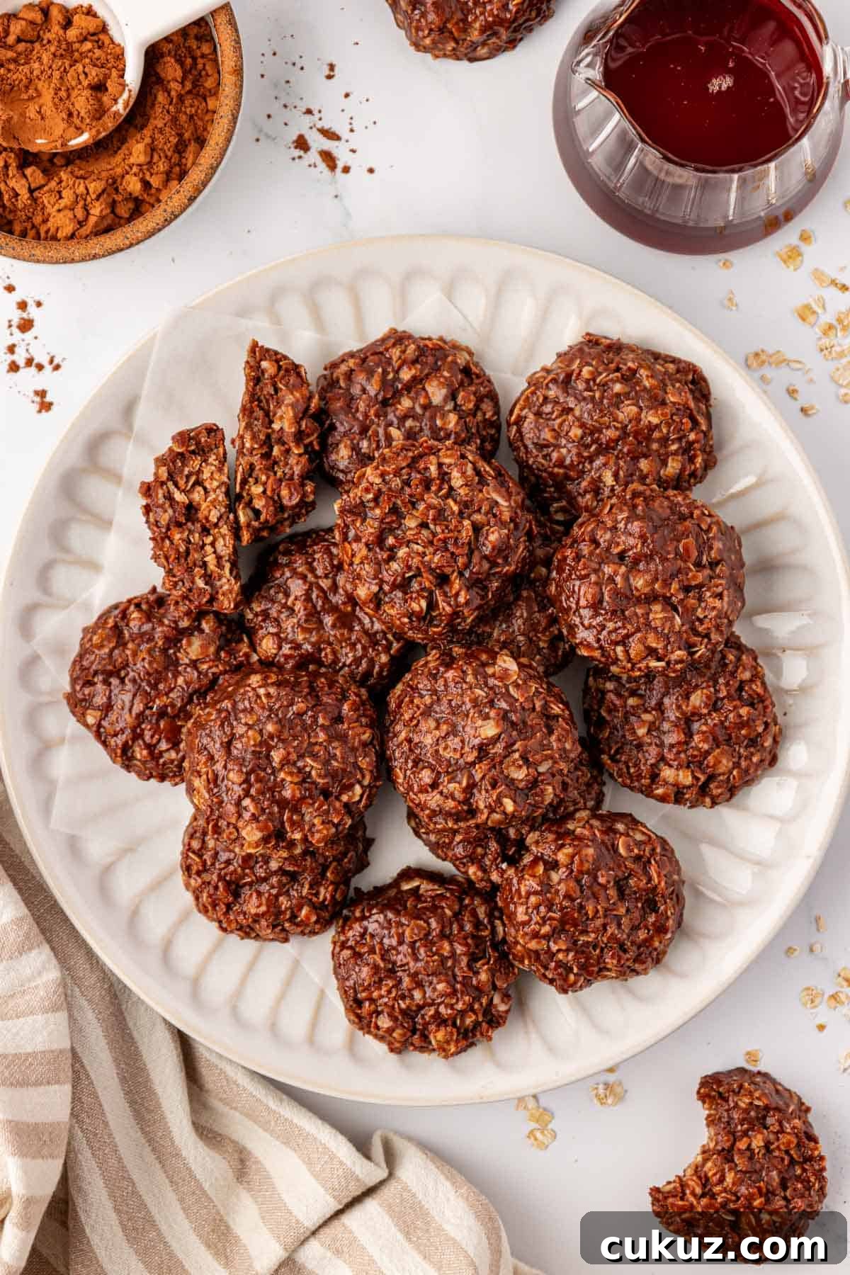No bake cookies served on a plate
