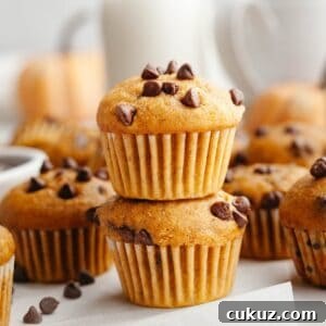 A stack of two mini pumpkin muffins.