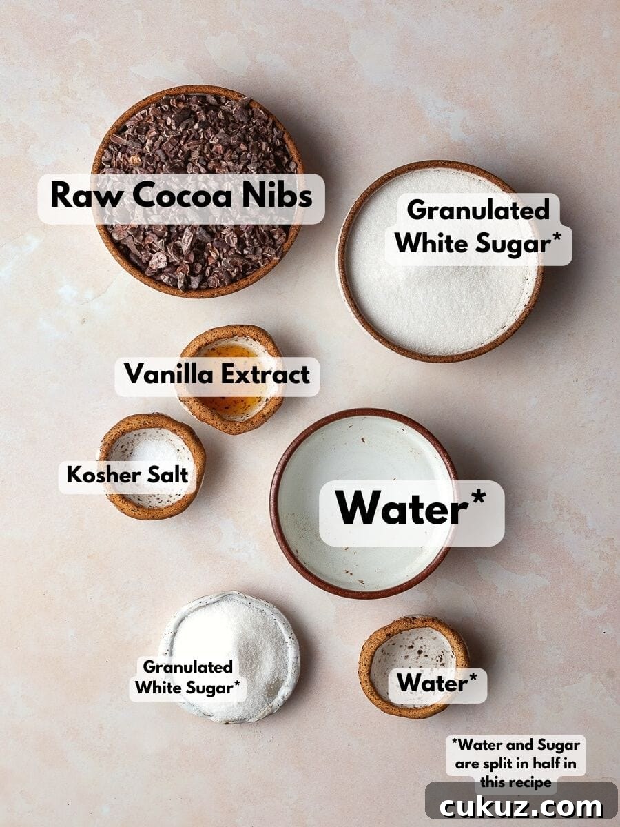 Ingredients for candied cocoa nibs