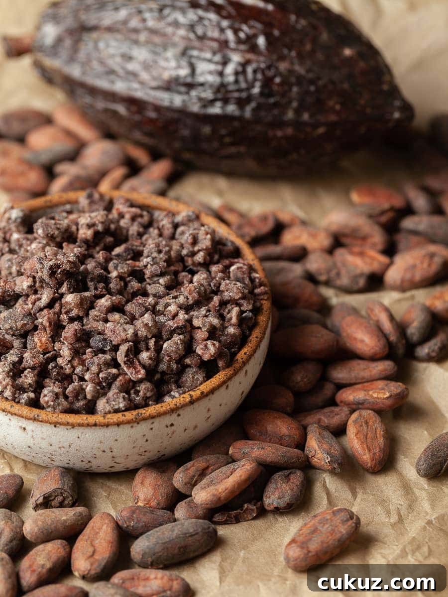 Candied cocoa nibs closeup