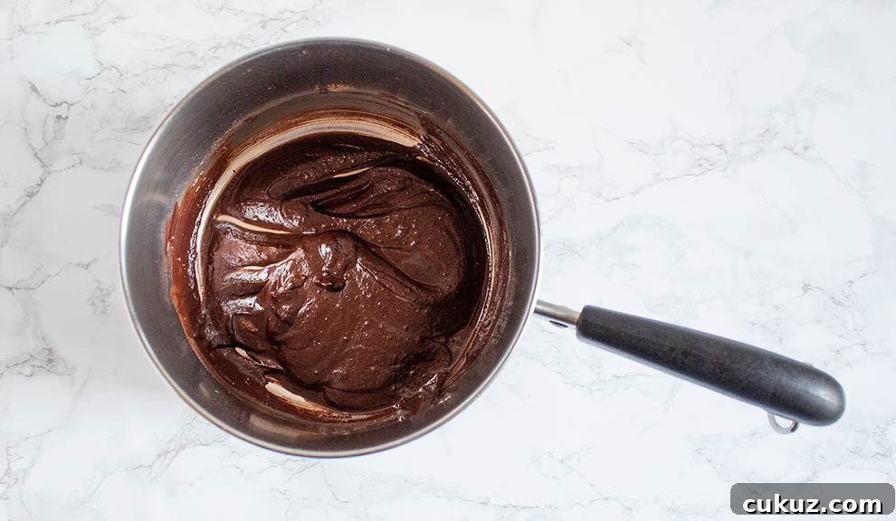 keto chocolate topping in a pan fully combined
