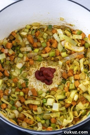 tomato paste added to caramelize