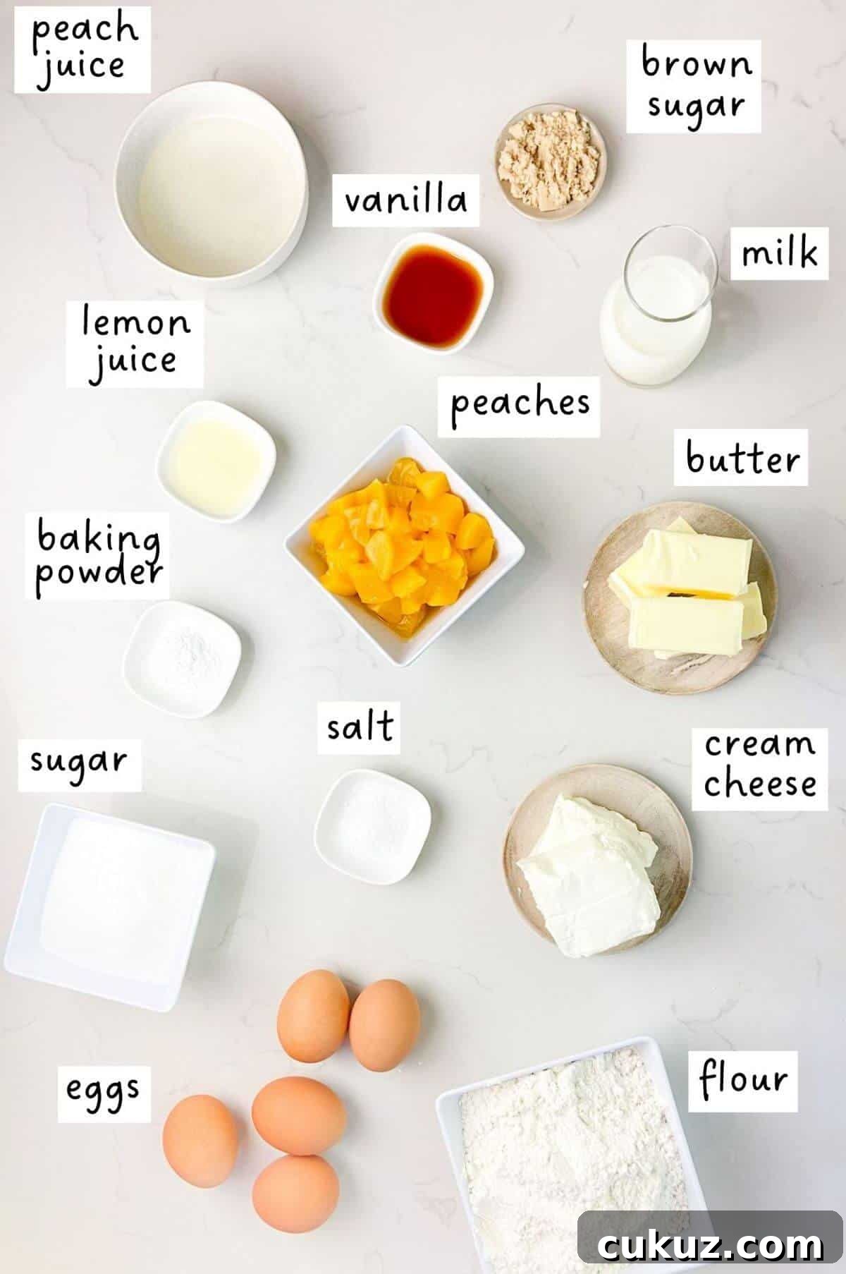 Ingredients on white countertop.